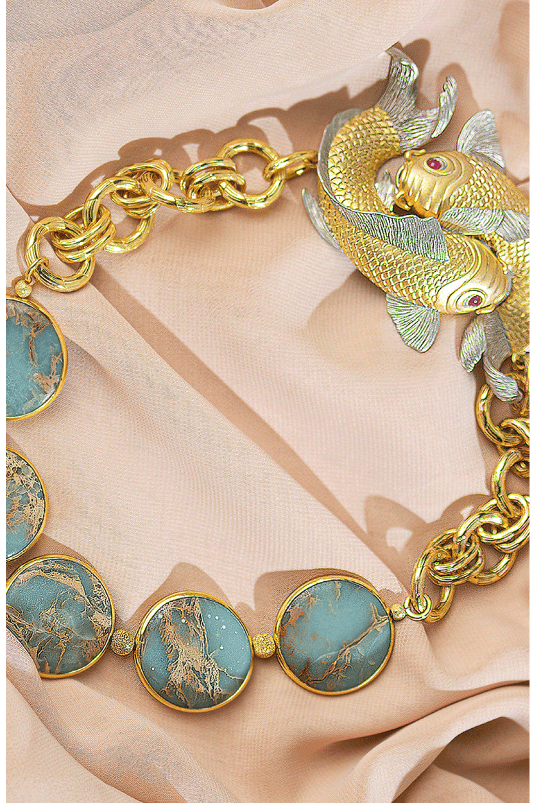 The Eternity Necklace, Alternate, color, Gold / Green Jasper