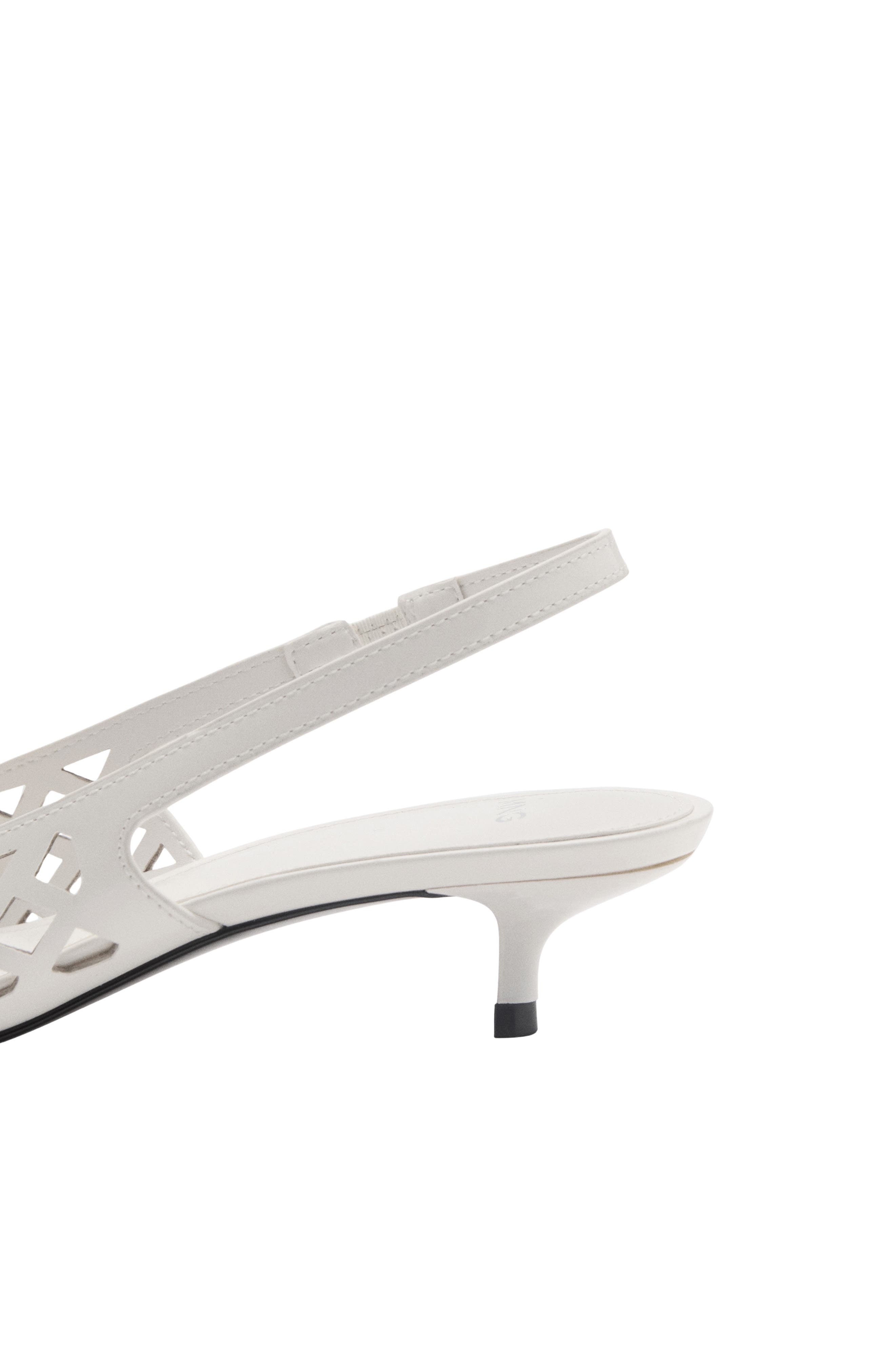 MANGO Laser Cut Pointed Toe Slingback Pump, Alternate, color, White