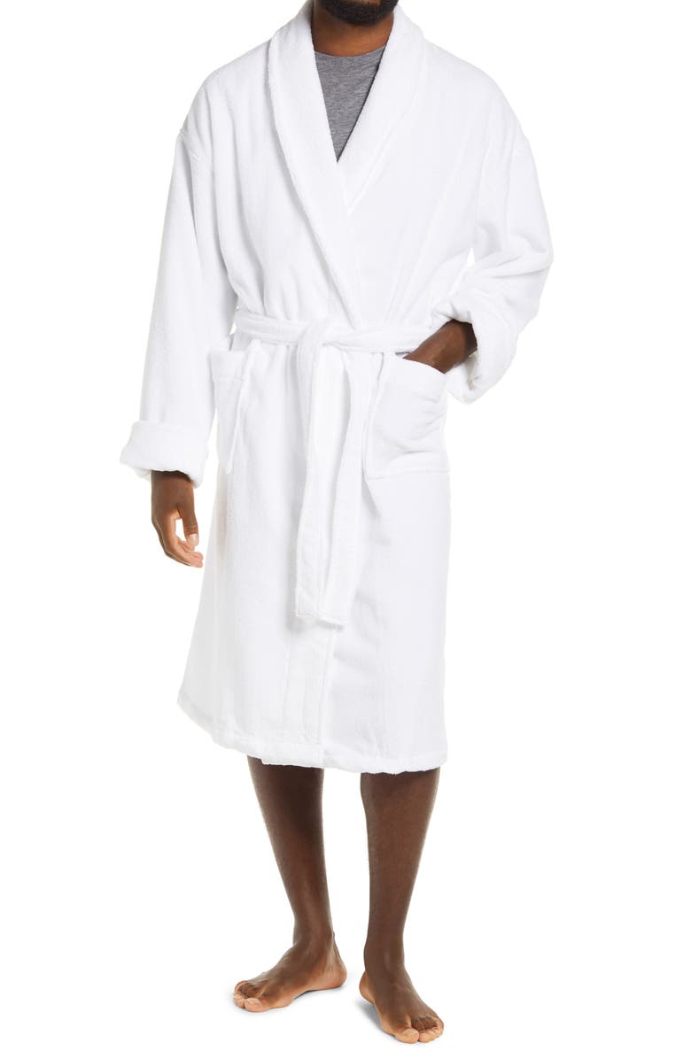 Majestic International Earthright Shawl Collar Terry Robe, Main, color, White