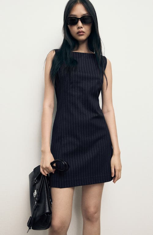 Mango Pinstripe Sleeveless Dress In Animal Print