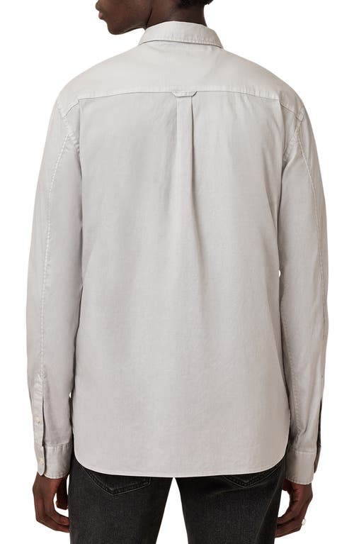 Allsaints Hawthorne Solid Stretch Cotton Button-up Shirt In Cloudy Grey