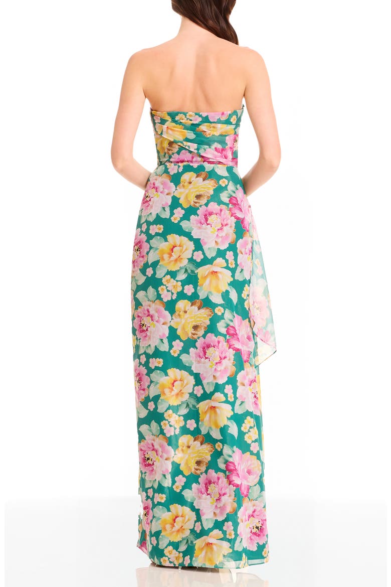 Lulu Metallic Floral Strapless Gown, Alternate, color, PINE MULTI