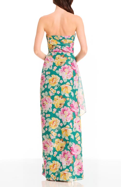 Shop Dress The Population Lulu Metallic Floral Strapless Gown In Pine Multi