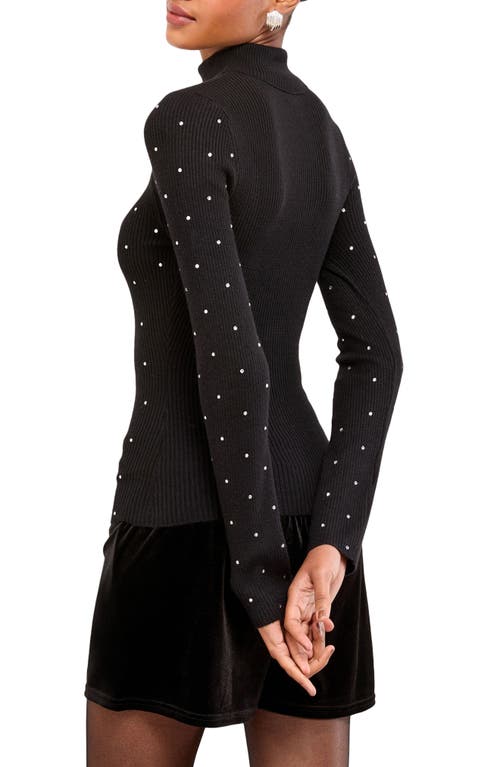 Lipsy Embellished Rib Mock Neck Sweater In Black