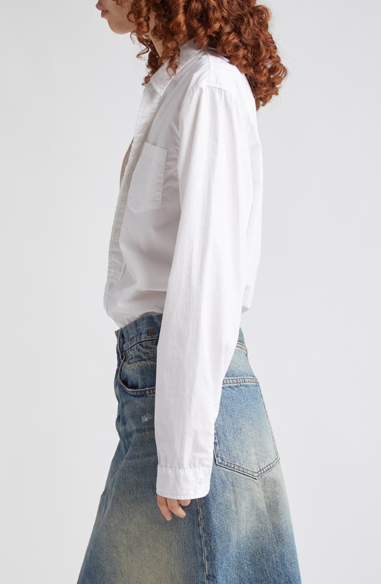 R13 Foldout Organza Panel Cotton Button-Up Shirt, Alternate, color,