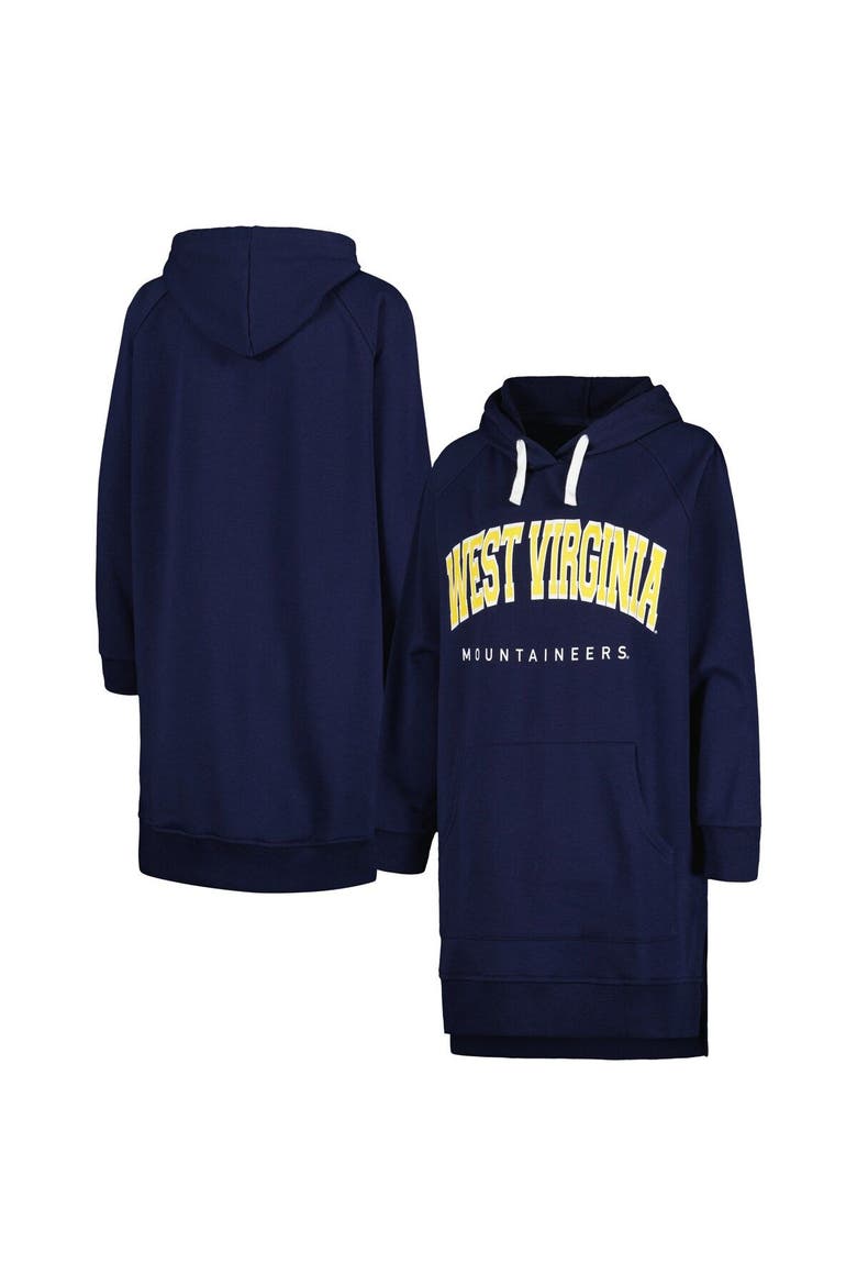 Women's Gameday Couture Navy West Virginia Mountaineers Take a Knee Raglan Hooded Sweatshirt Dress, Main, color, Navy