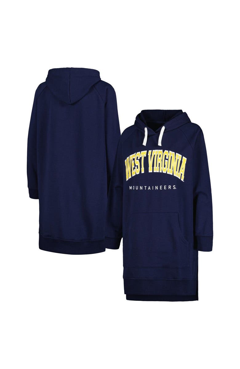 GAMEDAY COUTURE Women's Gameday Couture Navy West Virginia Mountaineers Take a Knee Raglan Hooded Sweatshirt Dress, Main, color, Navy