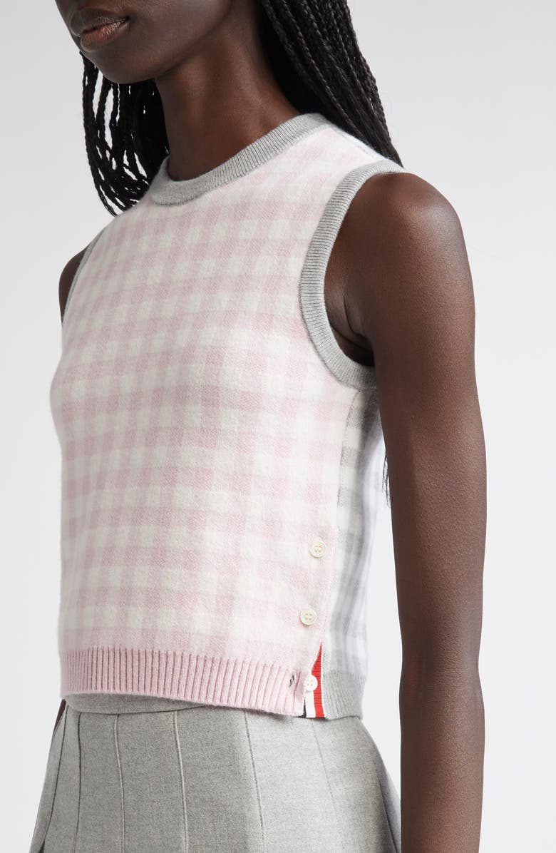 Thom Browne Fun-Mix Gingham Check Bird's Eye Cashmere Sweater Vest, Alternate, color, Seasonal Combo