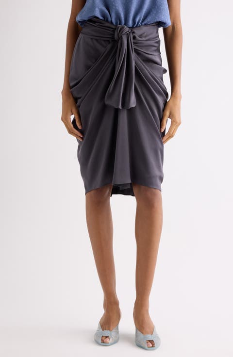 Gathered Organic Silk Satin Skirt