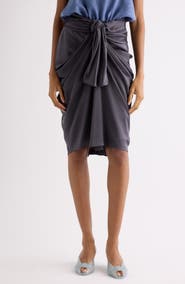 Chloé Gathered Organic Silk Satin Skirt