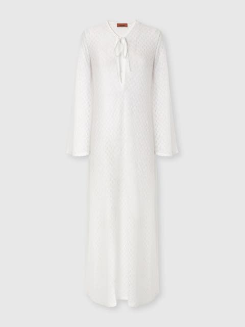 Long Cover-up Dress In Lamé Viscose With Raschel Workmanship
