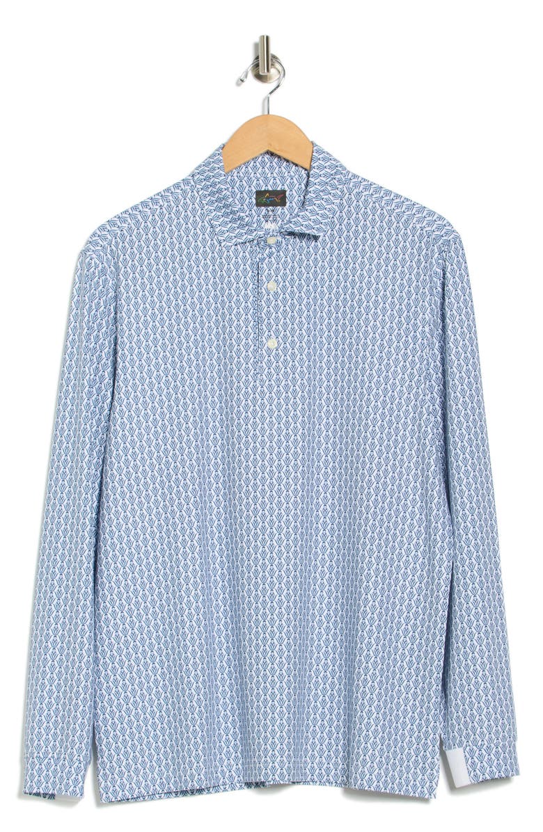 Greg Norman Floral Print Long Sleeve Performance Golf Polo, Alternate, color, White
