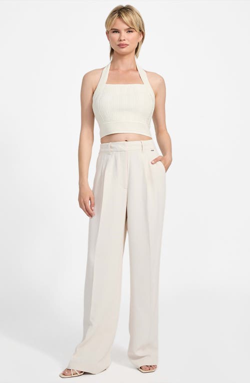 Guess Sofie Rib Crop Halter Top In White
