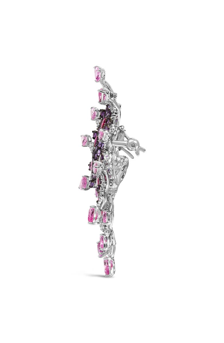 Haus of Brilliance 18K White Gold 1.0 Cttw Diamond Ruby Sapphire & Amethyst Butterfly Brooch Pin, Alternate, color, White