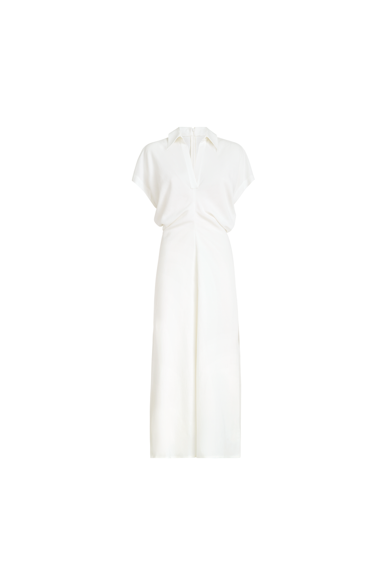 Twill dress with monili, Alternate, color, White