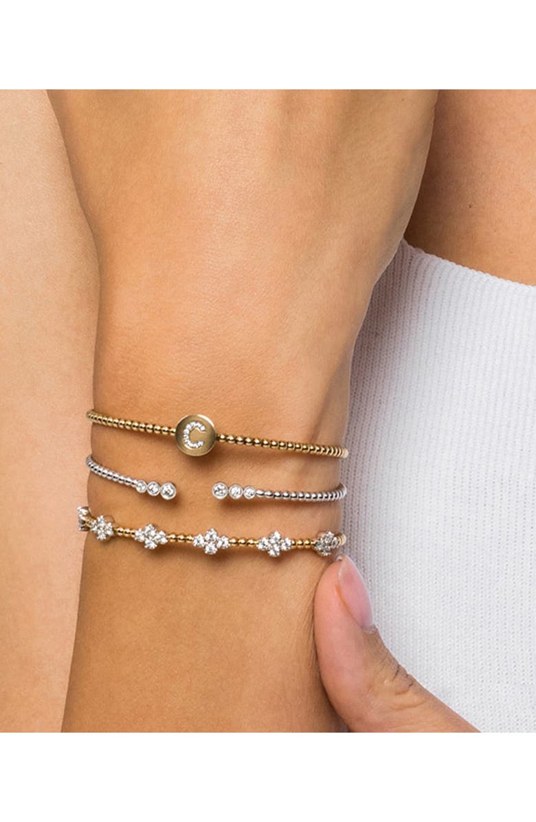 Gabriel & Co. Bujukan Initial Diamond Cuff Bracelet, Alternate, color, Gold