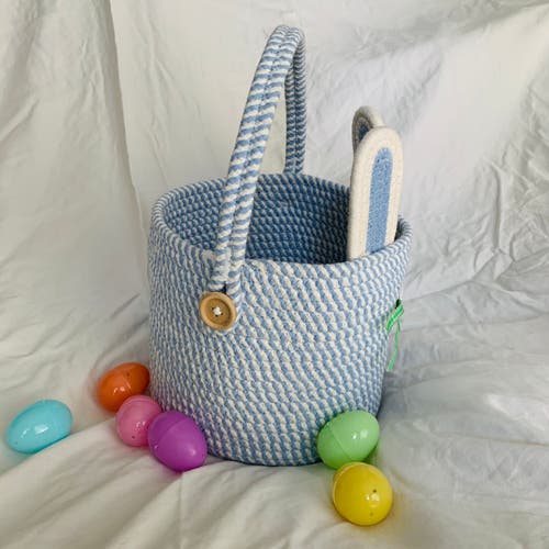 Ramus & Co Bunny Rope Spring Basket In Blue