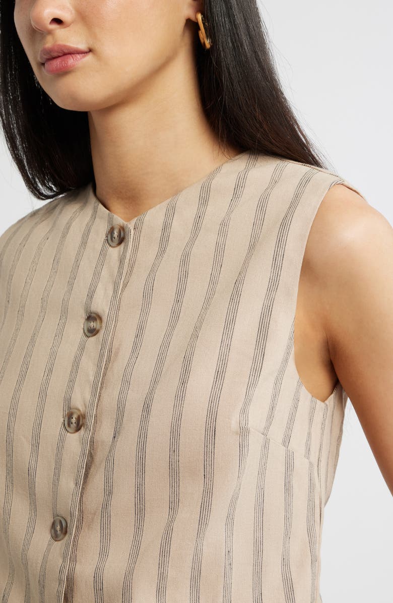 Nordstrom Stripe Linen Blend Vest, Alternate, color, Tan- Black Sonjay Stripe