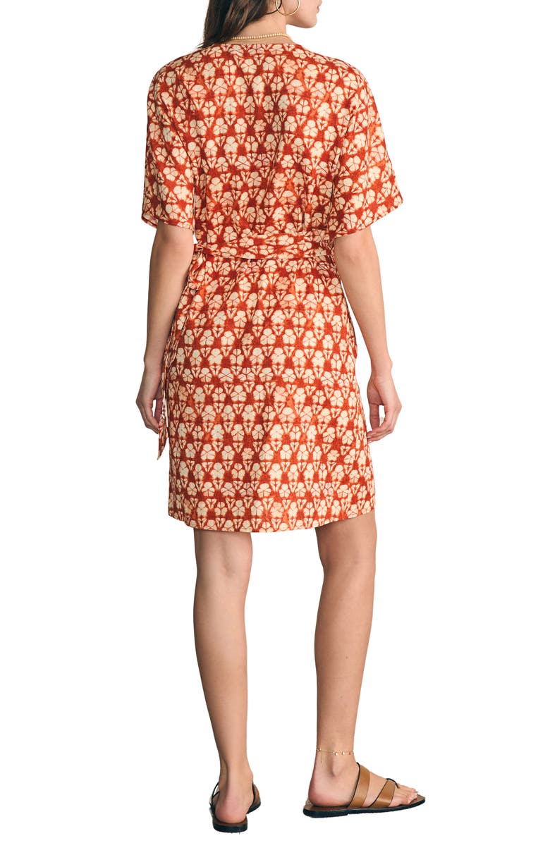 Faherty Willow Wrap Dress, Alternate, color, Spiced Shibori Print