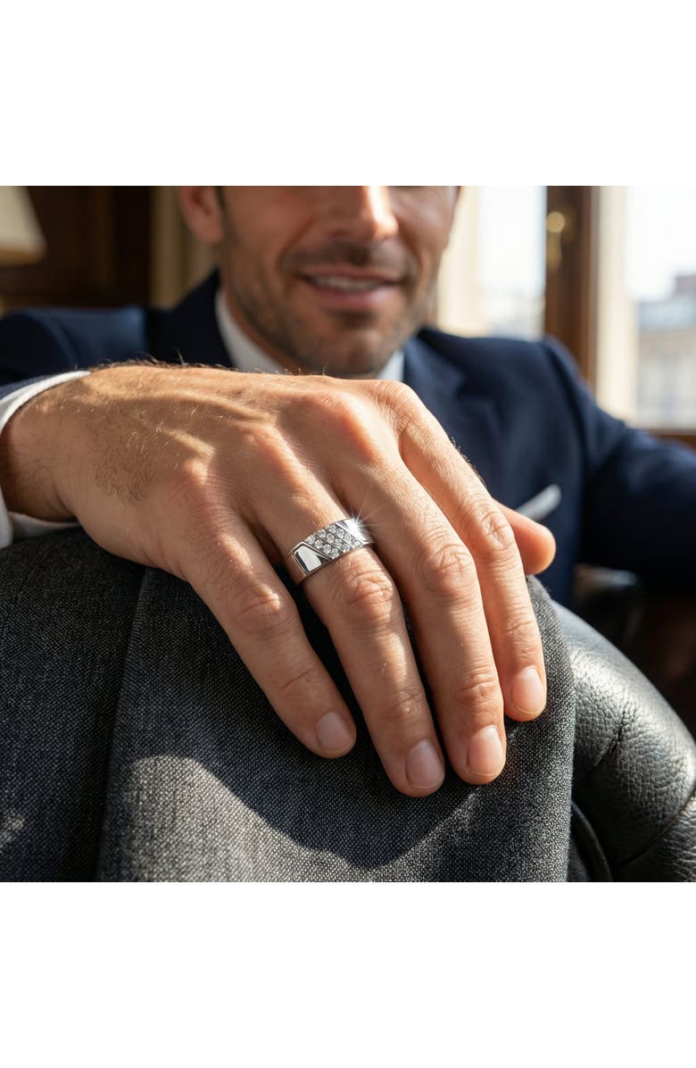 Bliss Diamond 1/5Ct Multi Row Men's Diamond Polished Gold Lightweigt Ring, Alternate, color, 10K White Gold