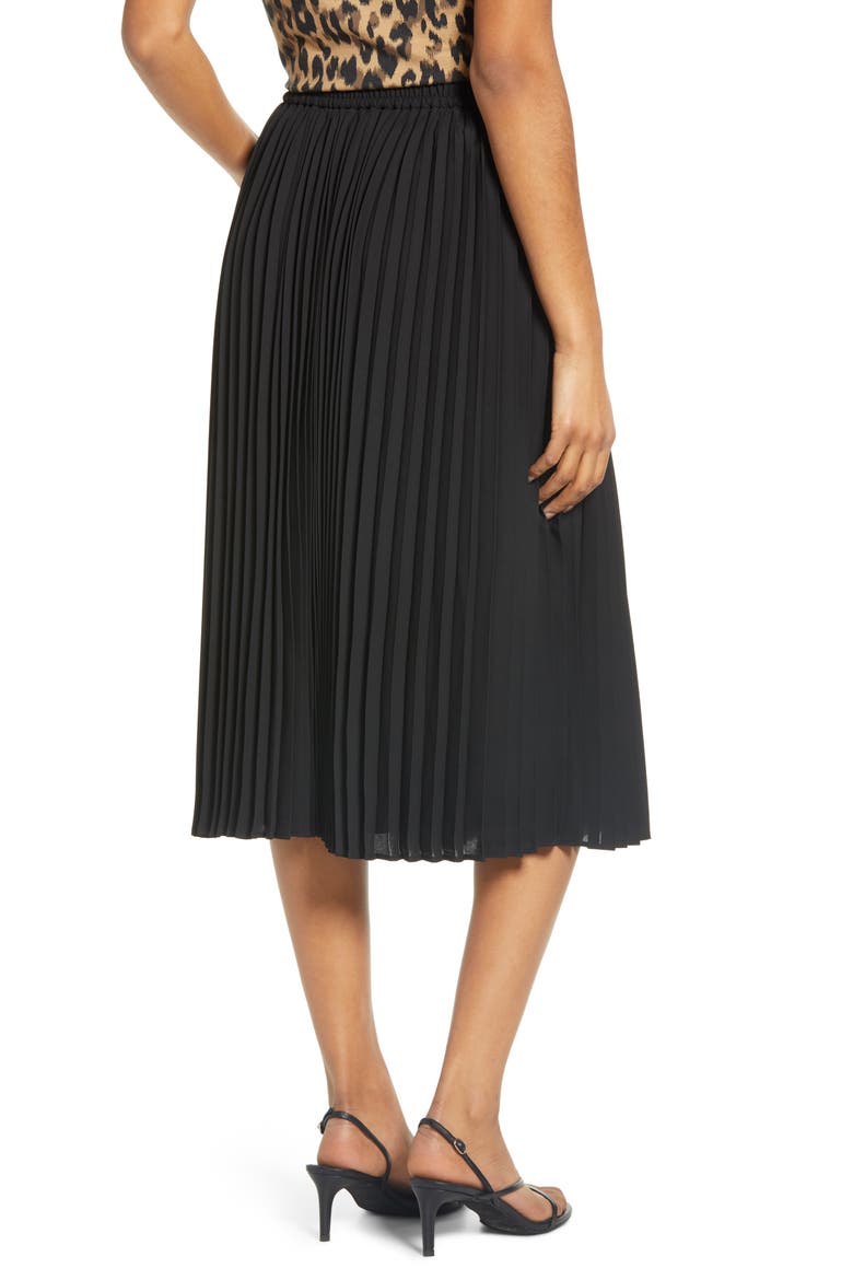 Pleated Chiffon Skirt, Alternate, color, BLACK