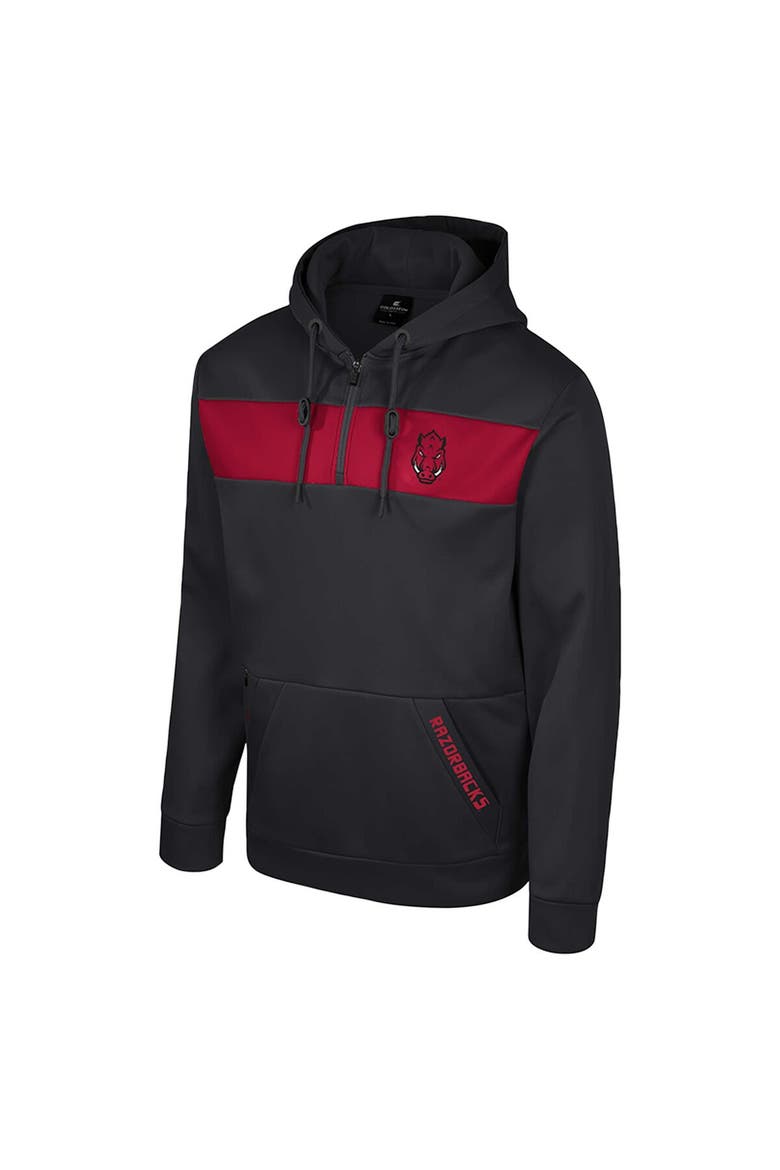 Men's Colosseum  Black Arkansas Razorbacks Quarter-Zip Hoodie, Alternate, color, Black
