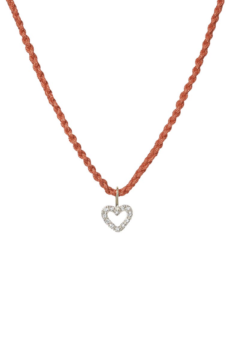 STONE AND STRAND Pavé Diamond Open Heart Pendant Necklace, Main, color,