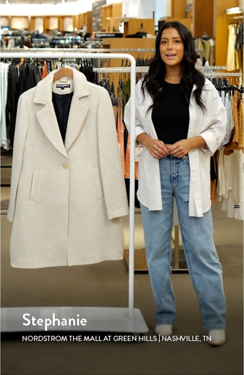 One Button Wool Blend Bouclé Coat, sales video thumbnail
