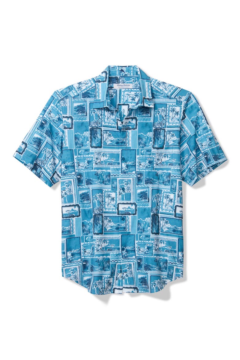 Bahama Coast Lagoon Vista Button Up Shirt, Alternate, color, INDIGO TIDE
