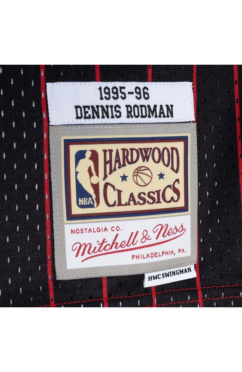 Mitchell & Ness Men's Mitchell & Ness Dennis Rodman Red/Black Chicago Bulls Hardwood Classics 1995/96 Split Swingman Jersey, Alternate, color, 
