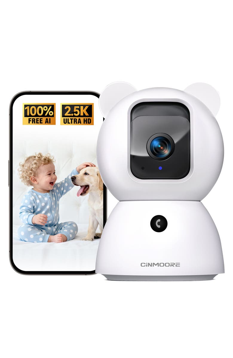 Cinmoore Indoor WiFi Camera, Main, color, White