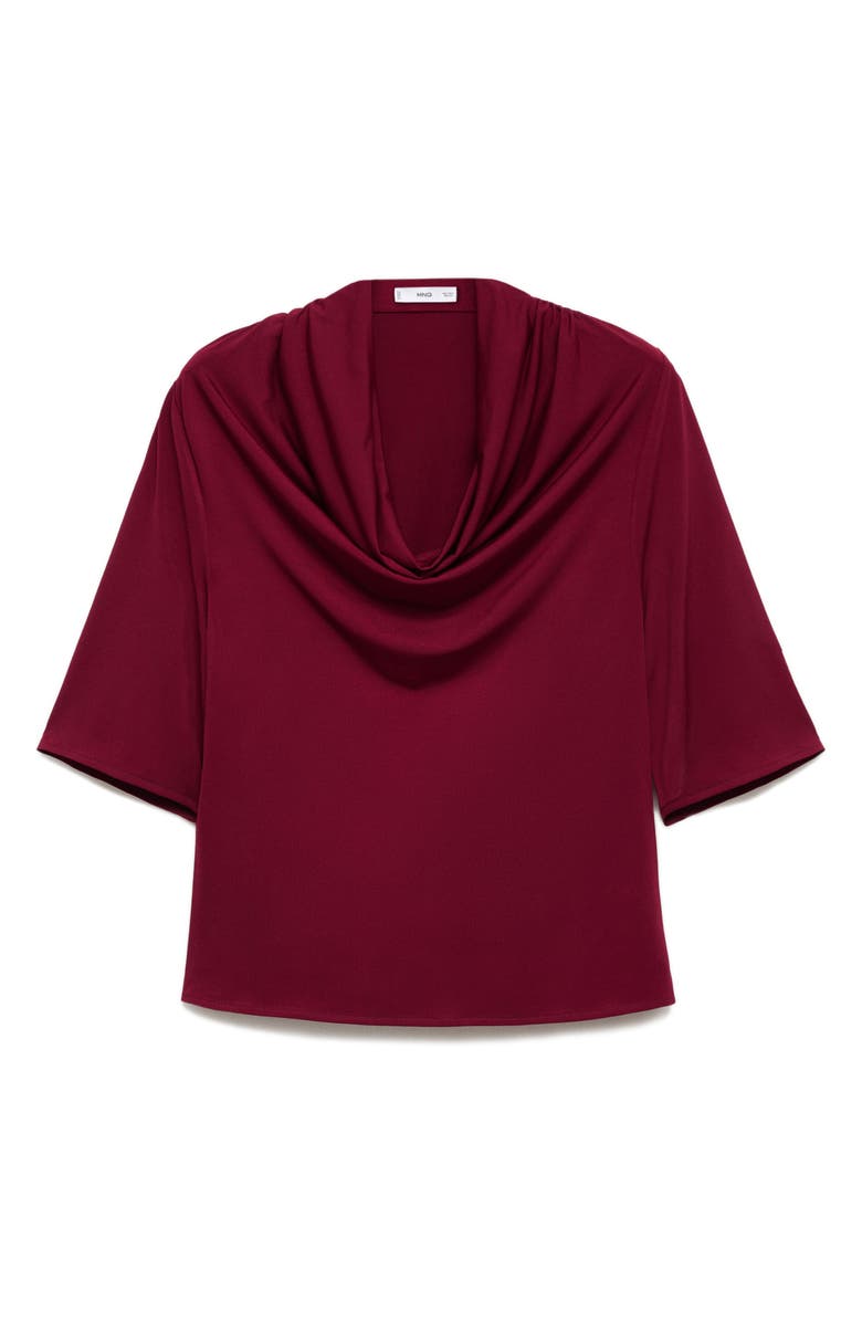 MANGO Drape Neck Top, Alternate, color, Burgundy