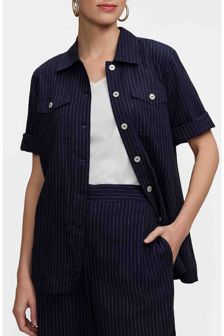 Estela Stripe Linen Blend Jacket, Alternate, color, NAVY BLUE/ WHITE