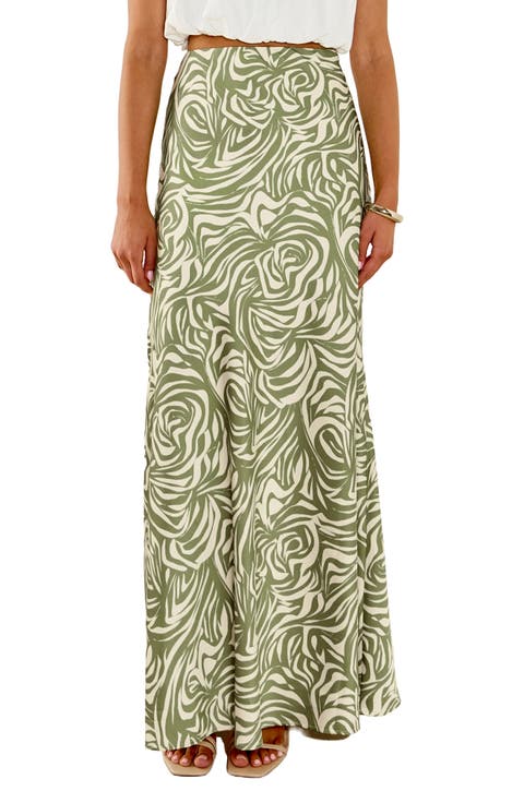 Print Slip Maxi Skirt