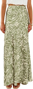 MARSY Print Slip Maxi Skirt