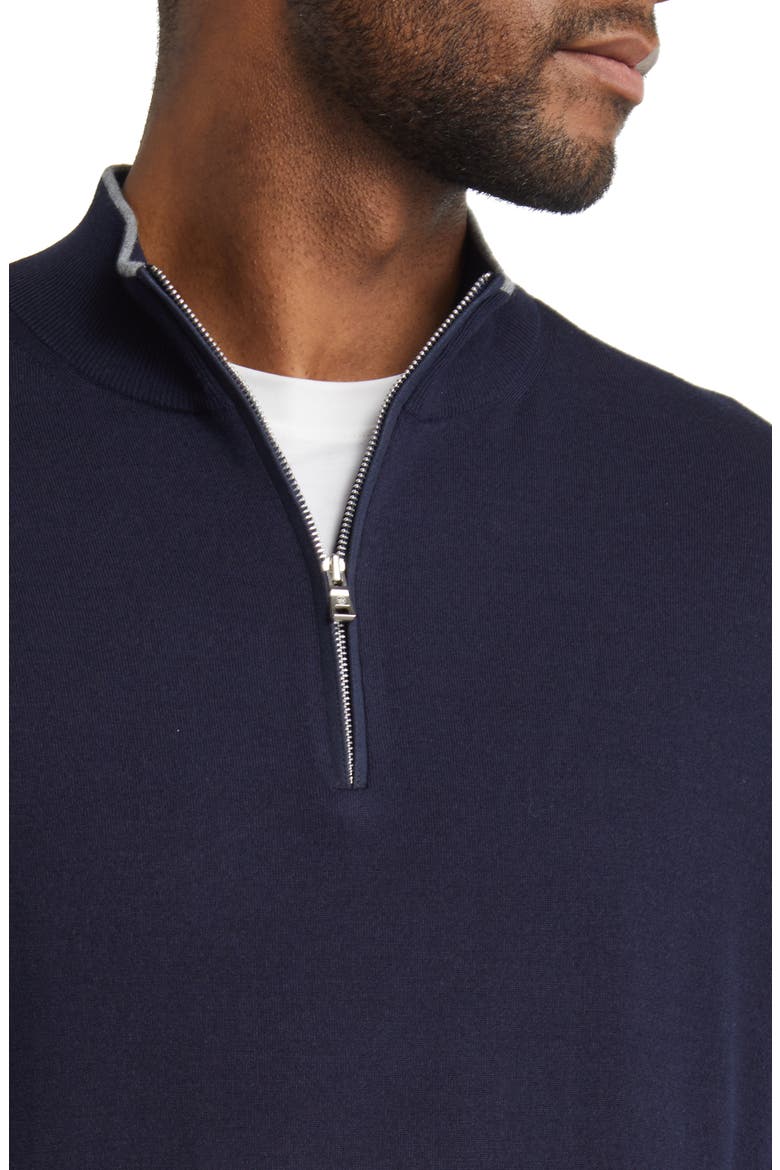 Crown Crafted Excursionist Flex Quarter Zip Merino Wool Blend Pullover, Alternate, color, NAVY