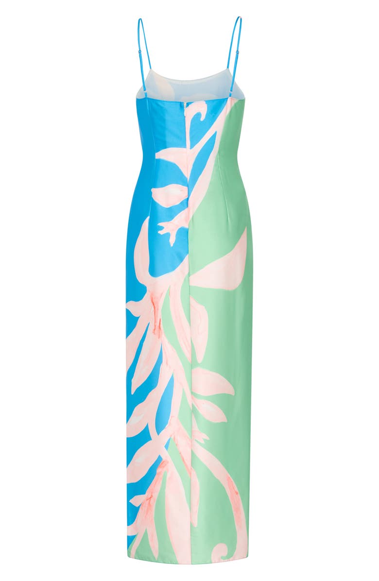 Milly Lily Floral Vine Satin Maxi Dress, Alternate, color, 