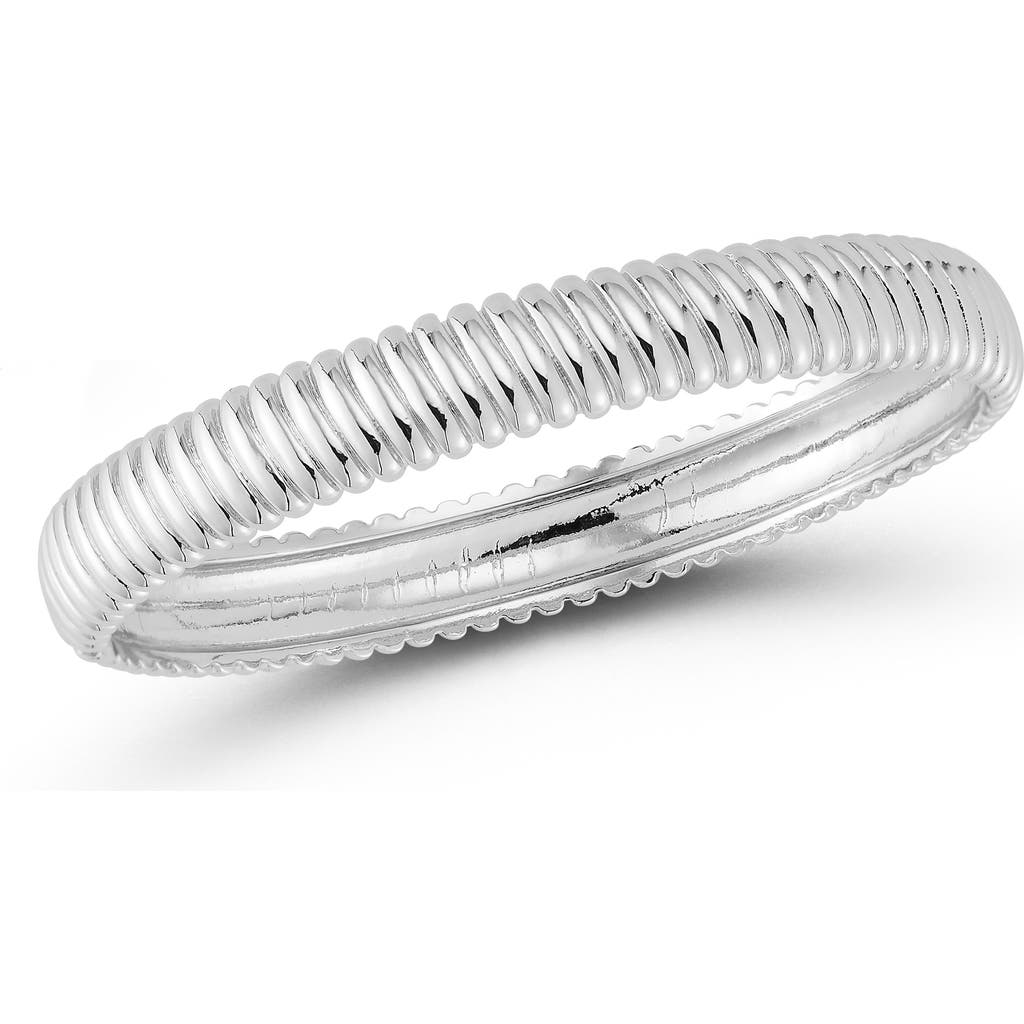 Chloe & Madison Chloe And Madison 10mm Ribbed Bangle Bracelet In Silver