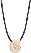 Open Edit Micro Faux Pearl Shell Cord Pendant Necklace