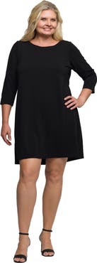 24seven Comfort Apparel Plus Size Three Quarter Sleeve A Line Knee Length Dress