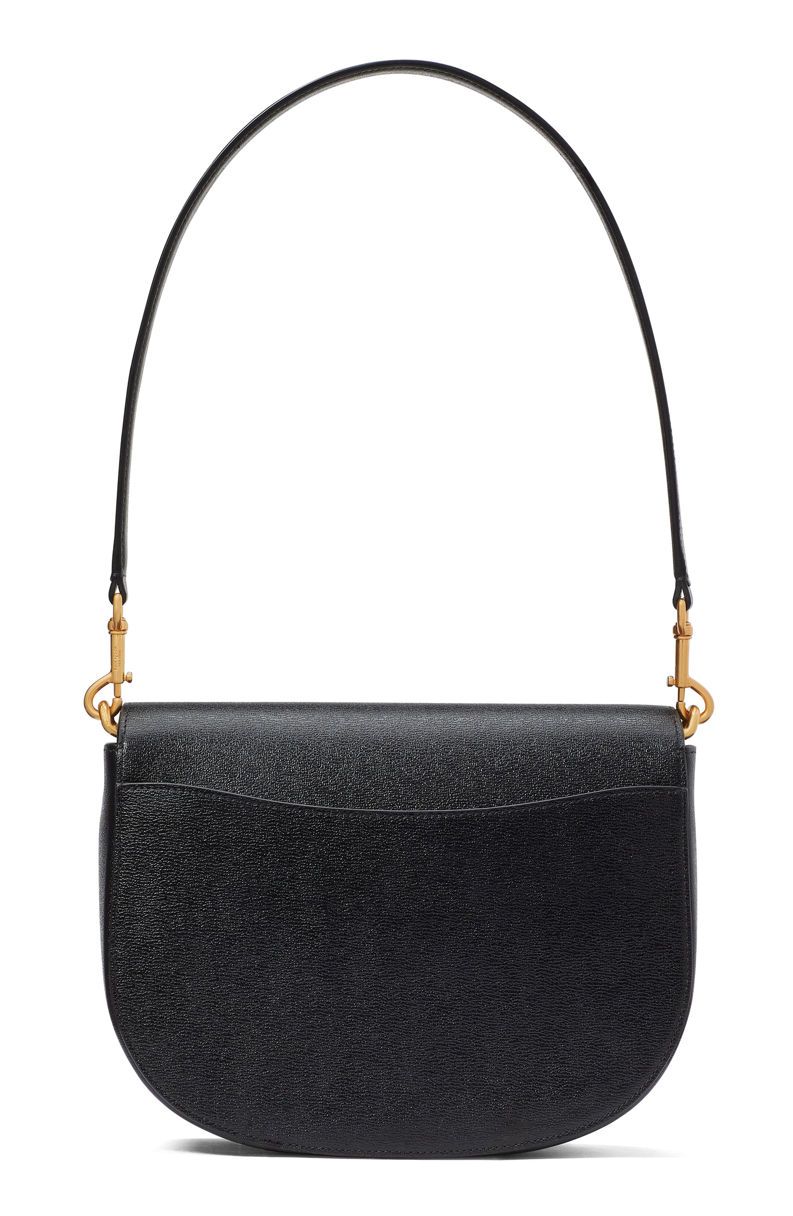 katy textured leather convertible shoulder bag, Alternate, color, BLACK