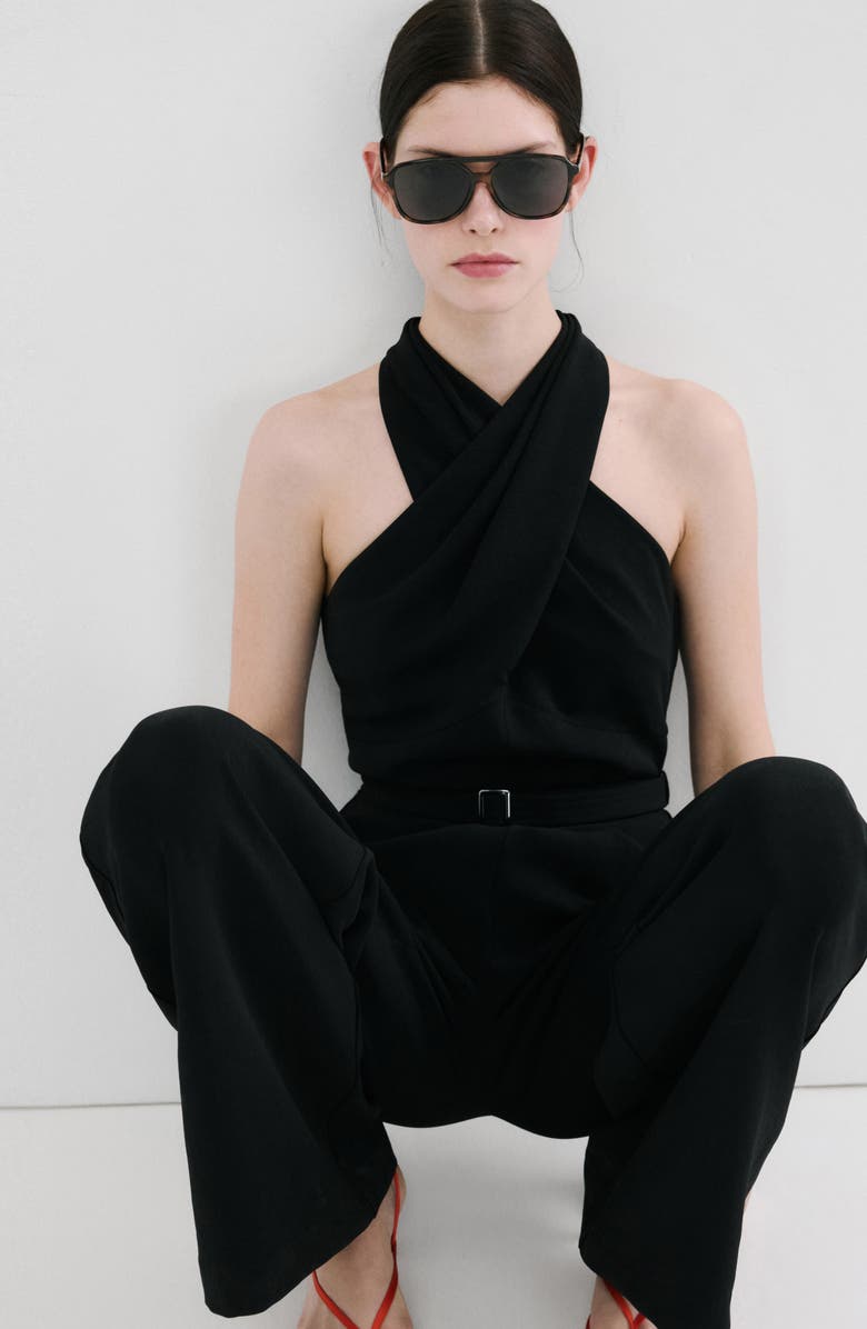 MANGO Mono Jane Jumpsuit, Alternate, color, Black