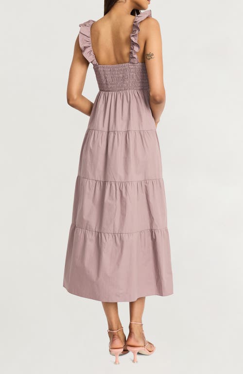 The Good Journey Ruffle Strap Empire Waist Tiered Cotton Midi Dress