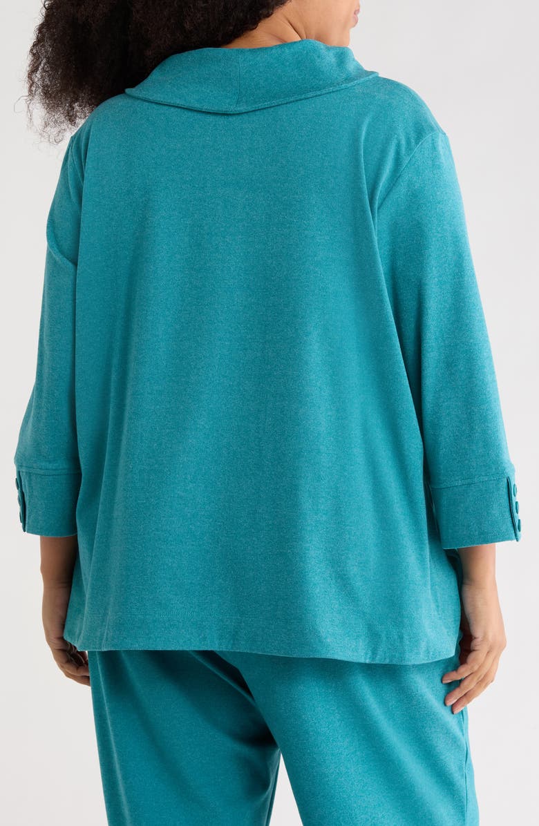 RUBY RD Shawl Collar Soft Ribbed Pullover, Alternate, color, Teal Heather