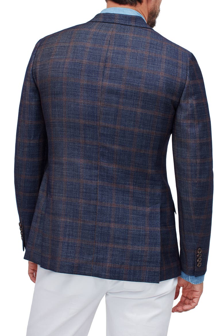 Slim Fit Plaid Unconstructed Wool Blazer, Alternate, color, BLUE AND GOLD PLAID