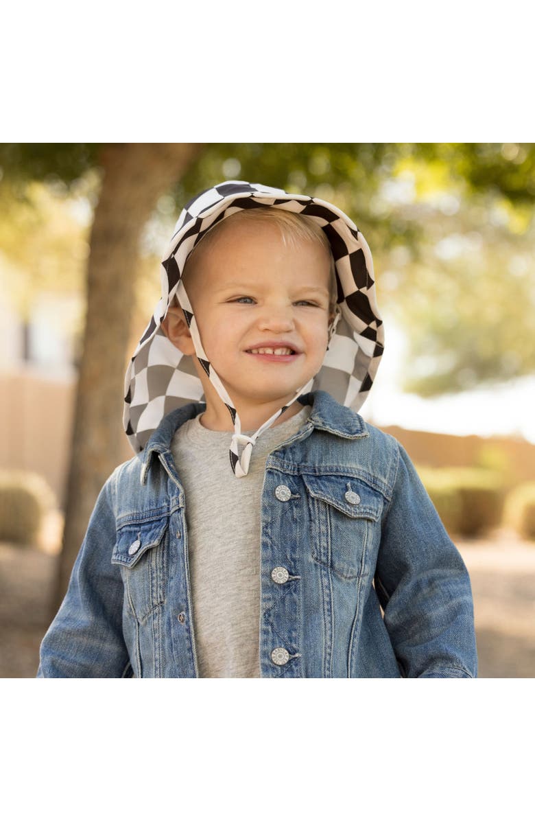 Tiny Twinkle Baby UPF 50+  Sun Protection Flap Hat, Alternate, color, Black Checkers