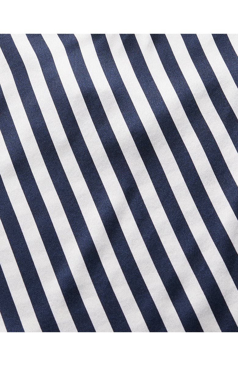 Petite Plume Bengal Stripe Silk Robe, Alternate, color, Navy