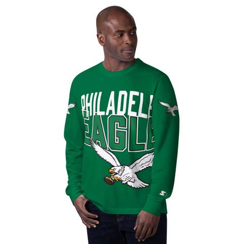 Men's Starter Kelly Green Philadelphia Eagles Extreme Clutch Hit Vintage Logo Long Sleeve T-Shirt