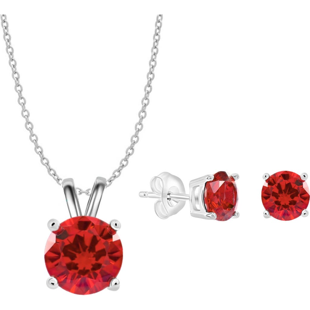 Donatello Gian Sterling Silver Necklace And Earrings Set In Red