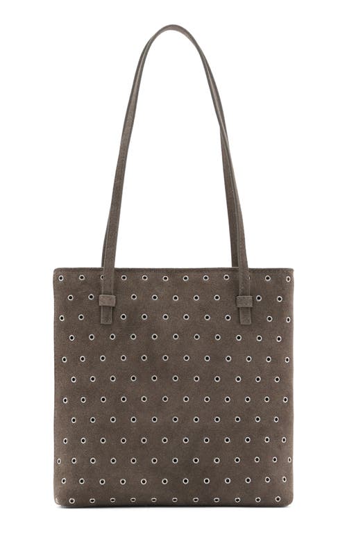 Mango Die-cut Leather Shopper Bag In Medium Brown
